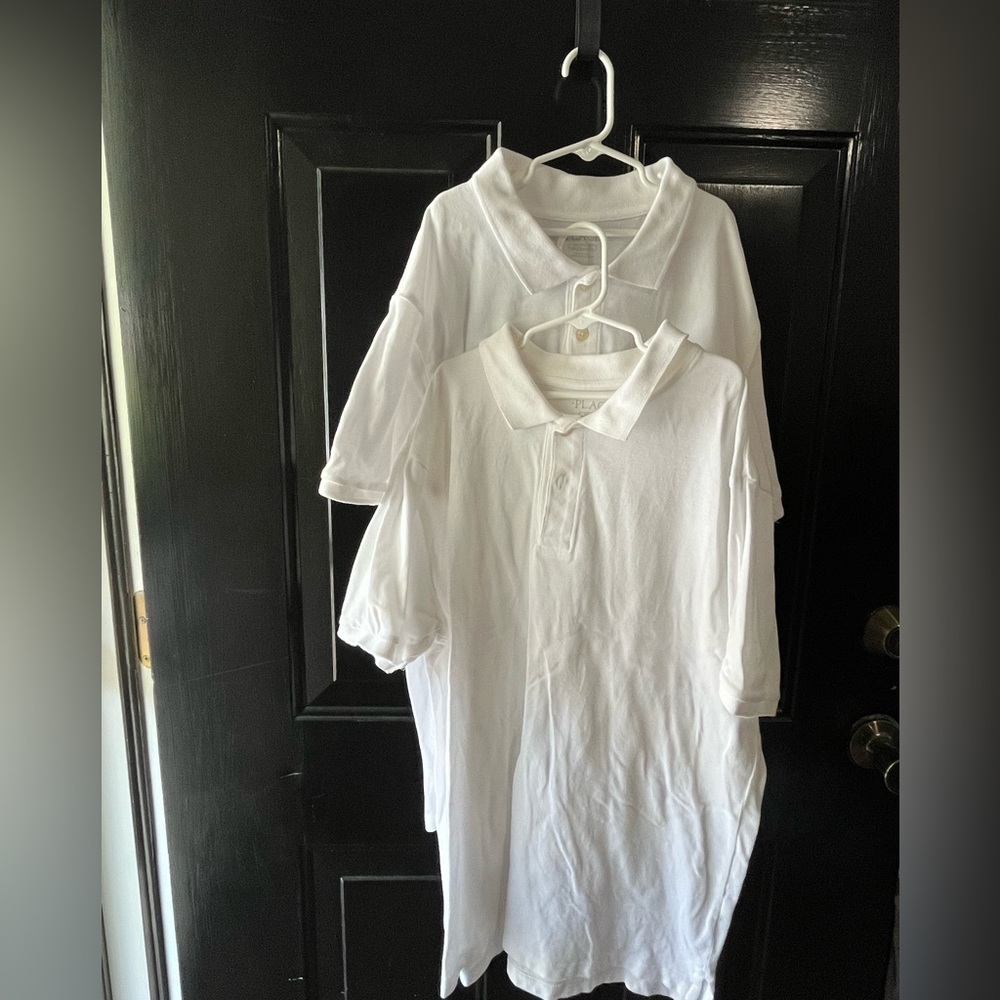 EUC Bundle of 2 Children’s Place Boys Uniform Pique Polos - White - XXL (16)